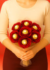 Buquê Ferrero Rocher (7 unidades) / Flores Vermelhas / 7 unidades