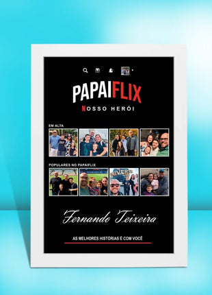 Site - Imagens página produto - Quadro PAPAIFLIX 2 - moldura branca - Fernando Teixeira - 20x30