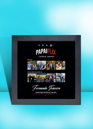 Site - Imagens página produto - Quadro PAPAIFLIX 2 - moldura preta - Fernando Teixeira - 20x20