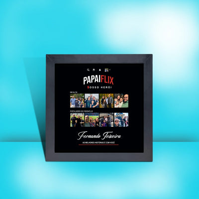 Site - Imagens página produto - Quadro PAPAIFLIX 2 - moldura preta - Fernando Teixeira - 20x20