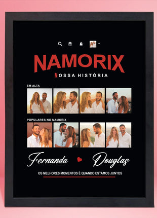 Site - Imagens página produto - Quadro NAMORIX 2 - moldura preto - Casal 3 - 30x40