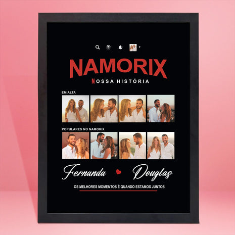 Site - Imagens página produto - Quadro NAMORIX 2 - moldura preto - Casal 3 - 30x40