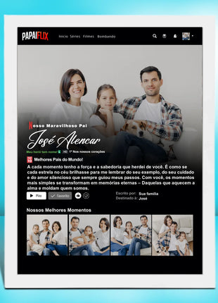 Site - Imagens página produto - Quadro PAPAIFLIX 1 - moldura branca - Fernando Teixeira - 30x40
