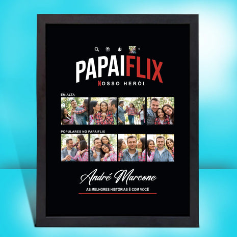 Site - Imagens página produto - Quadro PAPAIFLIX 2 - preto - Fernando Teixeira - 30x40