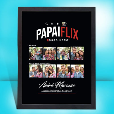 Site - Imagens página produto - Quadro PAPAIFLIX 2 - preto - Fernando Teixeira - 30x40