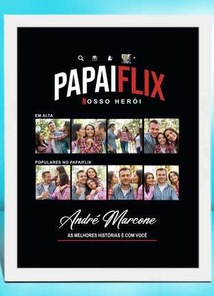 Site - Imagens página produto - Quadro PAPAIFLIX 2 - moldura branca - Fernando Teixeira - 30x40