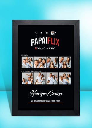 Site - Imagens página produto - Quadro PAPAIFLIX 2 - moldura preta - Fernando Teixeira - 20x30