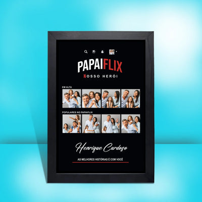 Site - Imagens página produto - Quadro PAPAIFLIX 2 - moldura preta - Fernando Teixeira - 20x30